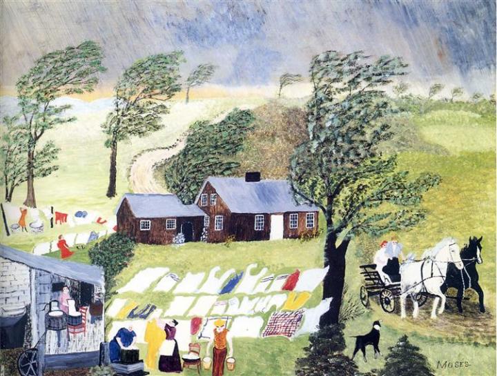 Taking in the Laundry by Grandma Moses